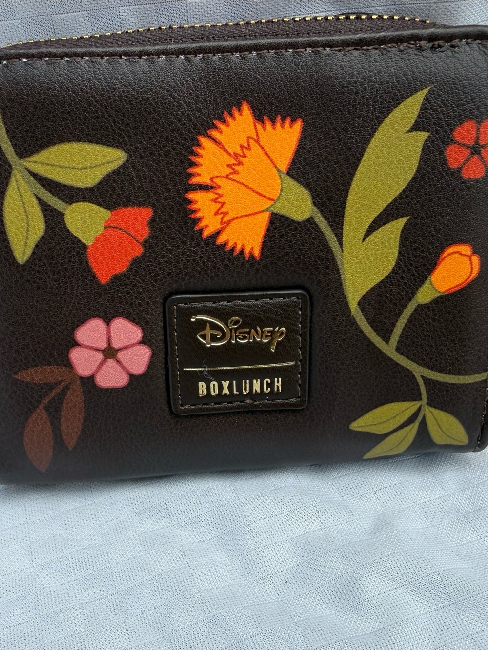 Disney Minnie Mouse Velvet Wallet with Embroidered Floral Autumn Color - Picture 3 of 5